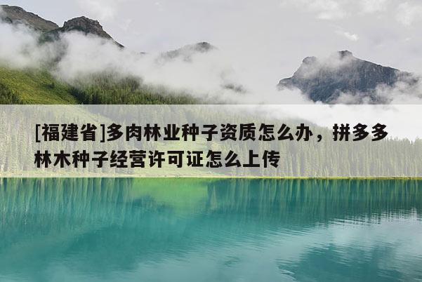 [福建省]多肉林業種子資質怎么辦，拼多多林木種子經營許可證怎么上傳