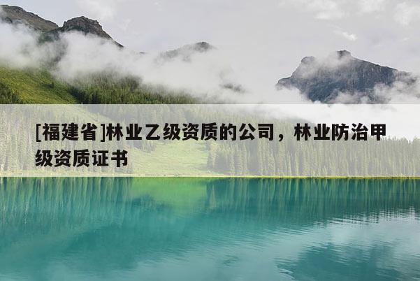 [福建省]林業乙級資質的公司，林業防治甲級資質證書