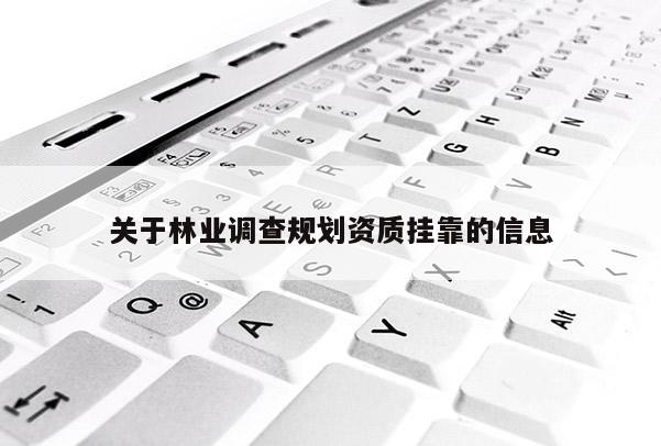 關于林業調查規劃資質掛靠的信息